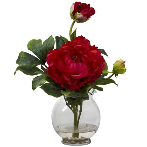 silk flower arrangements | ... > Silk Arrangements > Peony w/Fluted Vase Silk Flower ...