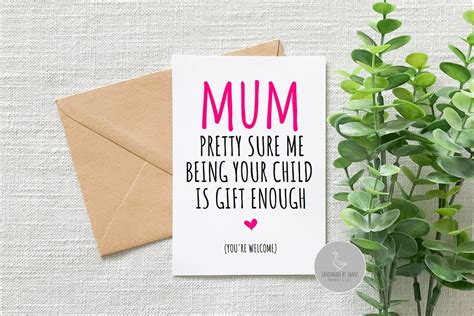 Funny Mothers Day Card Funny Card From Son Or Daughter Funny Mum Birthday Card Being My Mum