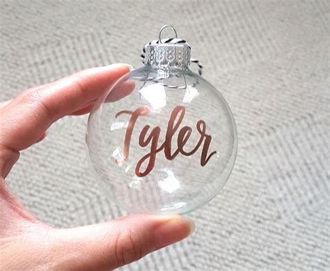 Christmas Ornament Personalized Clear Glass Name Bauble With Etsy