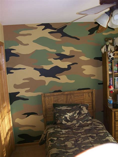 It's not drab or boring. Camouflage wall mural | Kids bedroom decor, Camouflage ...