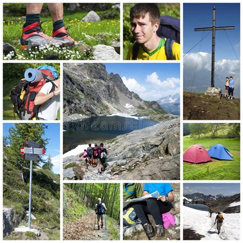 Hike Collage Stock Image Image Of Hikers Grassland 16049129