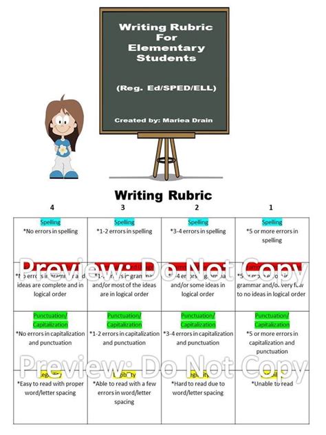 Writing Rubric For Elementary Students For All Ability Levels