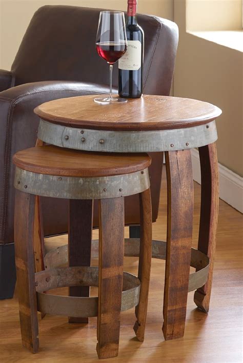 The living room isn't complete without a modern coffee table. Barrel Head Nesting Tables in 2020 | Barrel coffee table ...
