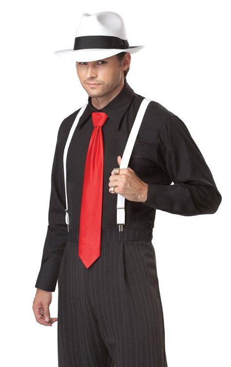 Black Pinstripe Mob Boss Costume Mens 1920s Gangster Outfit