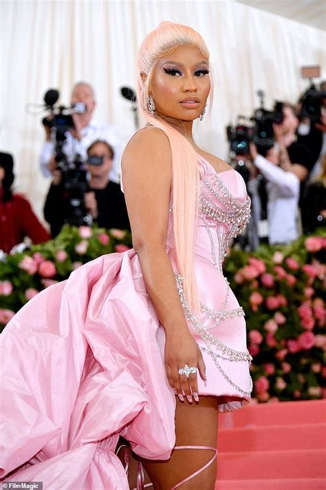 Nicki Minaj Dazzles In Edgy Pink Mini With Elaborate Train At Met Gala