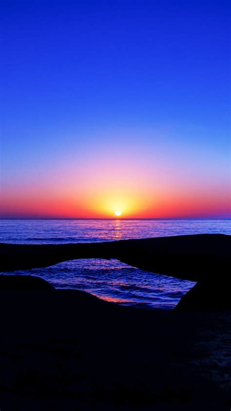Sunset Blue Skyline Horizon Coast 720x1280 Wallpaper Sunset