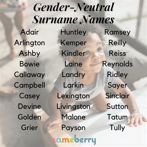unique and gender neutral surnames