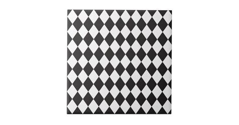 Diamond Harlequin Pattern In Black And White Tile Zazzle