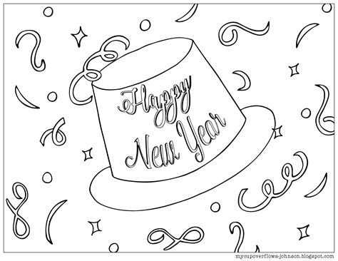 Party bells tied with a bow. Happy New Year 2018 | New year coloring pages, Coloring ...