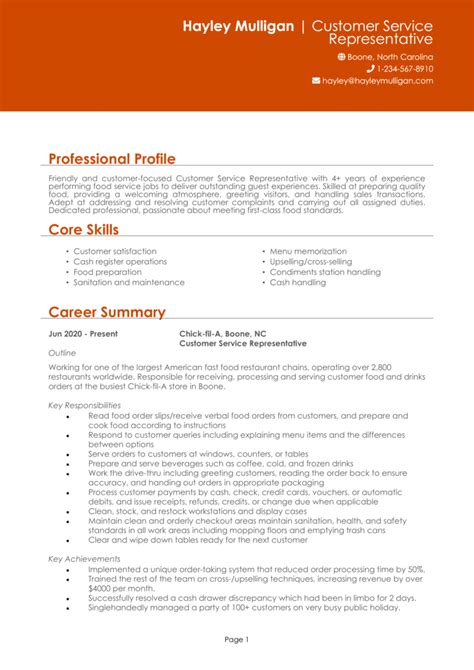 Chick Fil A Resume Example Guide Win Top Jobs