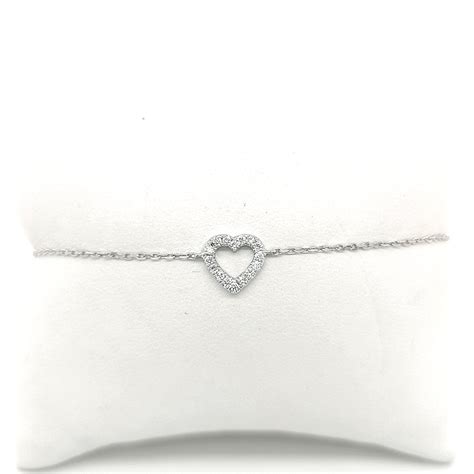 Heart Shaped Diamond Bracelet In 18k White Gold Emiratesdiamonds