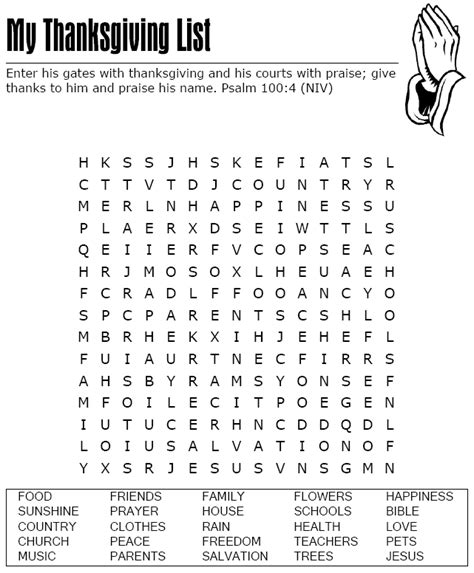 Check spelling or type a new query. Thanksgiving List - Word Search | Thanksgiving list, Bible ...