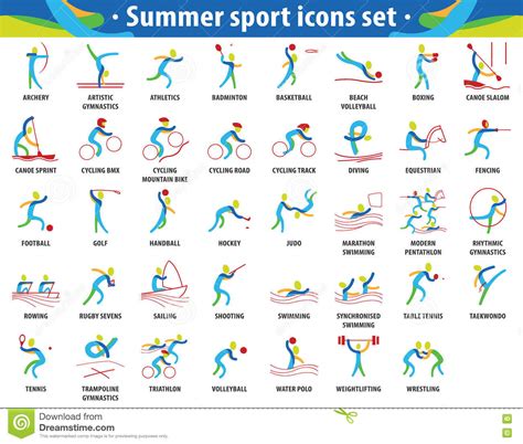 Creo que para un diseñador no hay mayor logro que el poder diseñar el logo de los próximos juegos olímpicos, y cuando las cosas se hacen bien se vuelve memorable. Deporte Abstracto Del Color Iconos De Los Juegos Olímpicos Del Verano Fijados Ilustración del ...