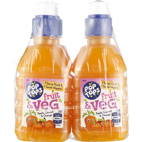 Pop Tops Fruit And Veg Juice Apple Carrot And Orange 4x250ml Woolworths