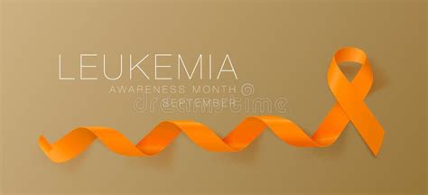 Leukemia Awareness Calligraphy Poster Design Realistic Orange Ribbon