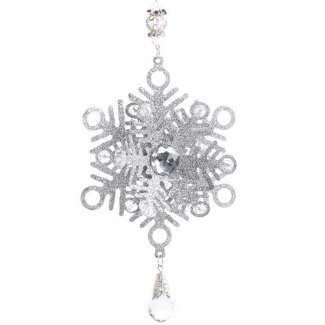 Silver Glitter Dimensional Snowflake Ornament Snow