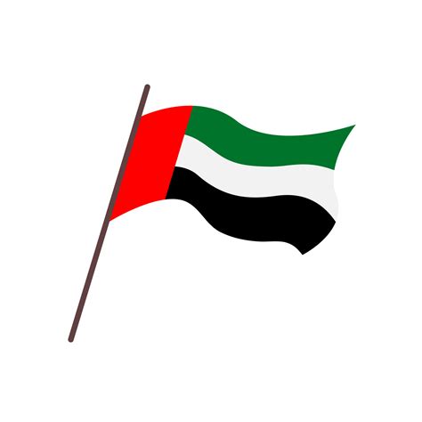 Waving Flag Of Uae United Arab Emirates Isolated Flag On White