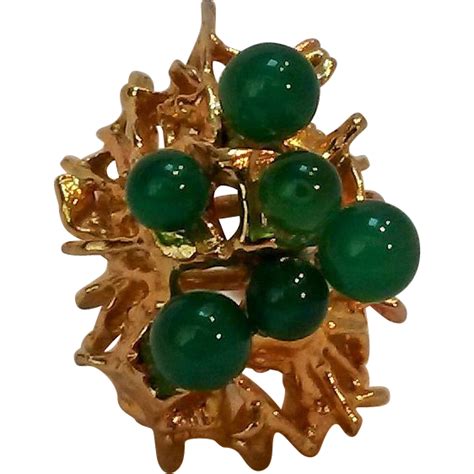 Bijoux Burma Paris ring Brutalist green glass stones from ...