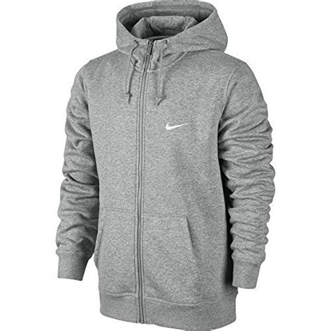 Nike Mens Club Swoosh Full Zip Fleece Hoodie In Dark Grey Heather