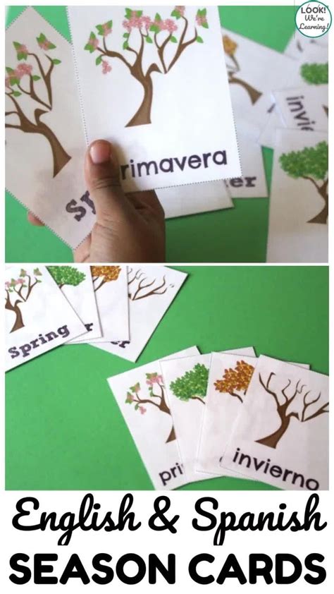 Printable English And Spanish Season Flashcards For Kids Artofit