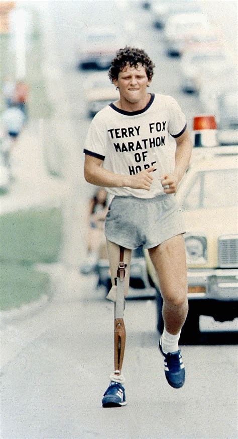 Terry Fox during his Marathon of Hope cross-country run in 1980. He
