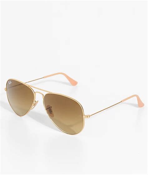 Ray Ban Aviator Gold And Brown Sunglasses Zumiez