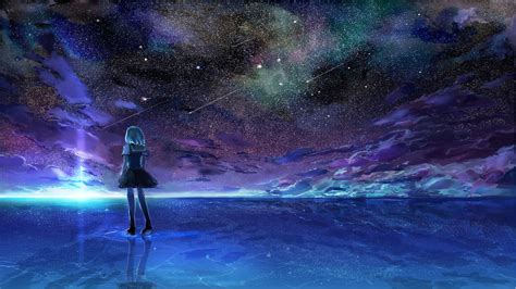 Sky Anime Anime Scenery Starry Night Sky Wallpaper