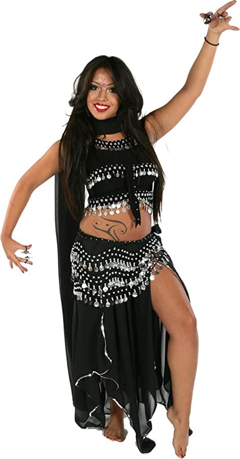 Black Professional Belly Dancer Costume With Sleeves
