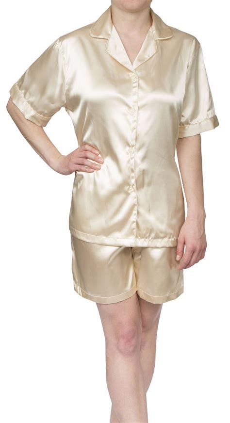 White Satin Pajama Short Set Personalized Sleep Top And Etsy