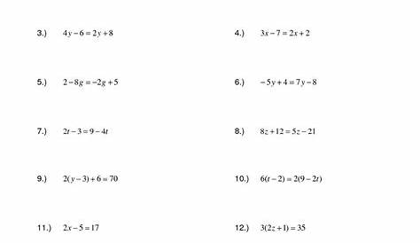 solve one-step equations worksheet