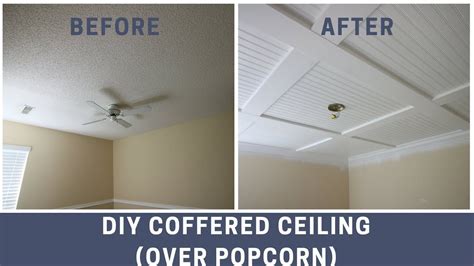 How To Cover A Popcorn Ceiling With A DIY Coffered Ceiling YouTube Popcorn Ceiling Covering