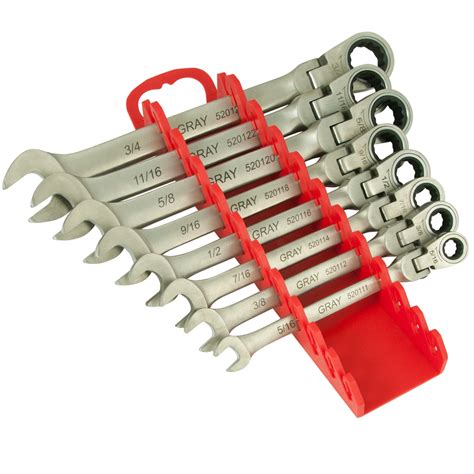 8 Piece Sae Combination Flex Head Multi Gear Ratcheting Wrench Set