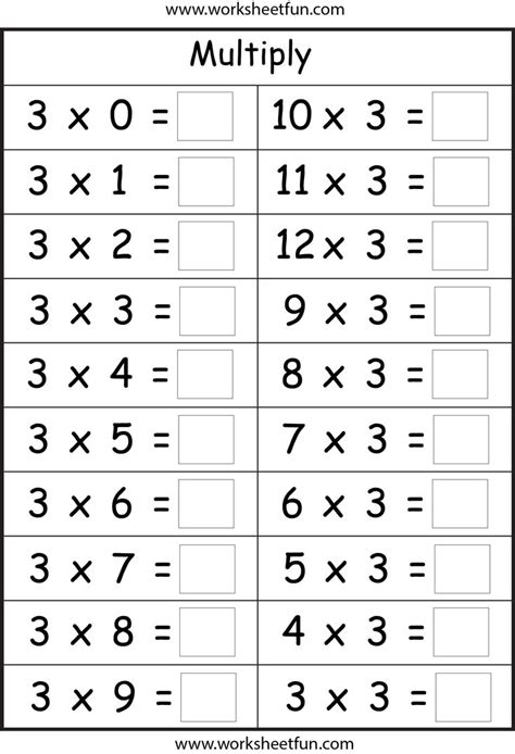 Free interactive exercises to practice online or download as pdf to print. Multiplication Basic Facts - 2, 3, 4, 5, 6, 7, 8 & 9 ...