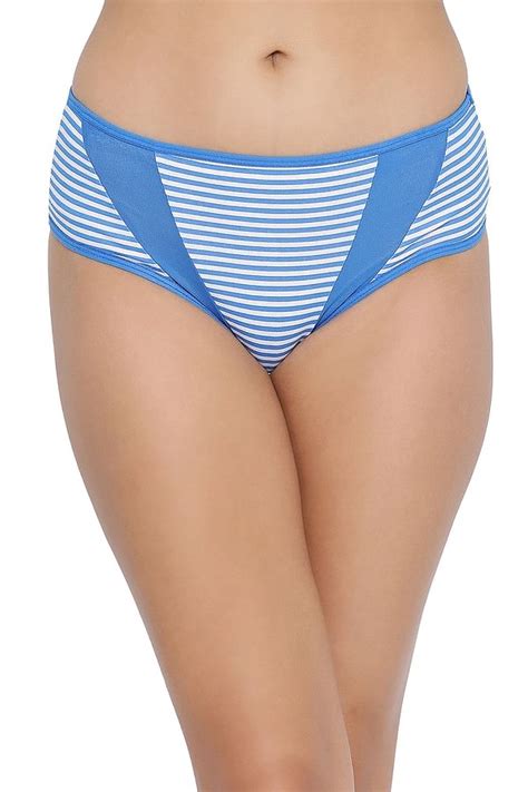 Buy Mid Waist Striped Hipster Panty With Sheer Inserts Cotton Online