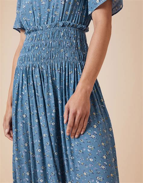 Ditsy Floral Midi Dress With Lenzing™ Ecovero™ Blue Casual And Day