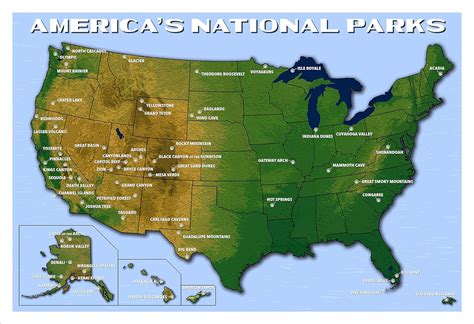 Americas National Parks Map 13 X 19 Original By Rob