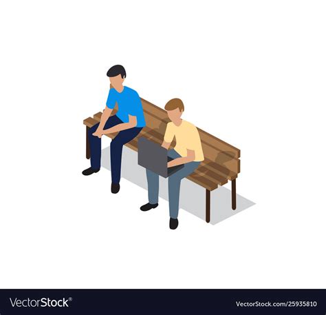 People Sitting On A Bench Royalty Free Vector Image