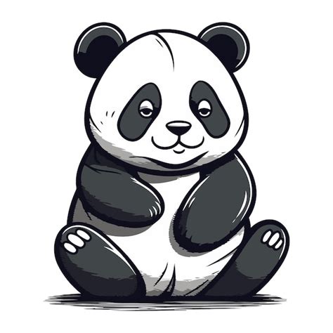 Premium Vector Cute Panda Sitting On The Ground Cartoon Vector