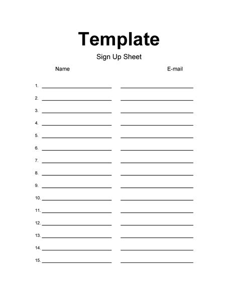 Printable Sign Up Form Template Free Printable Templates