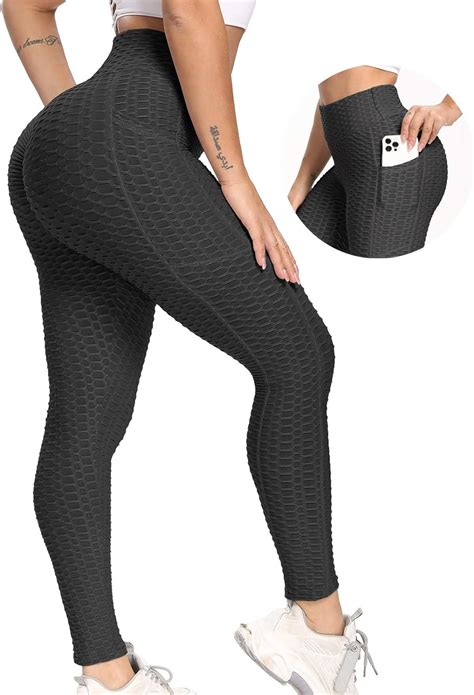 Amazon Com Yamom Butt Lifting Anti Cellulite Workout Leggings With Pockets For Women High
