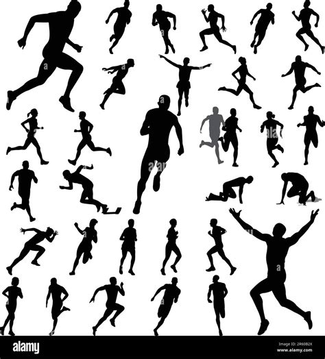 People Running Silhouettes Collection Vector Stock Vector Image And Art