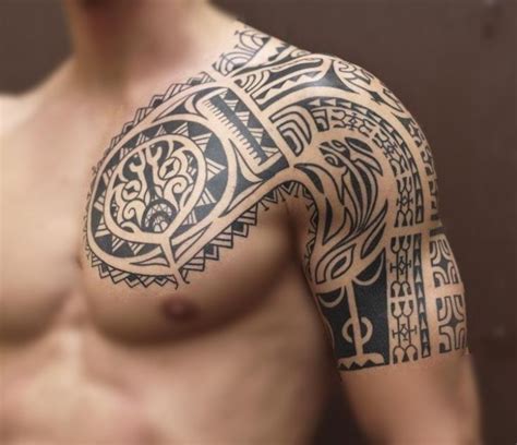 Maori Tattoo On The Upper Arm And Chest For Men Maori