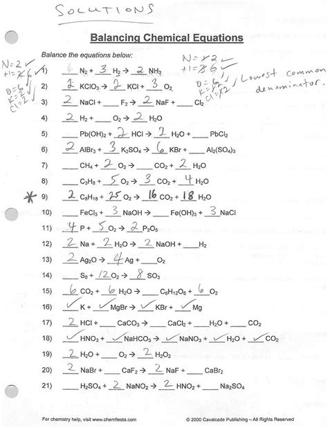 2al(s) + 3feo(s) al 2 o 3 (s) + 3fe(s) 13 Best Images of Balancing Equations Worksheet Answer Key ...