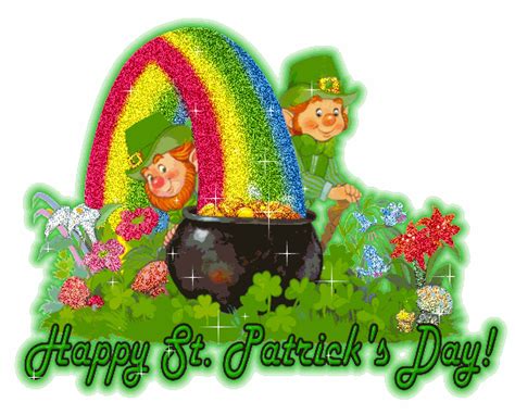 Happy St Patricks Day Glitter Rainbow  Comment Leprechaun Irish