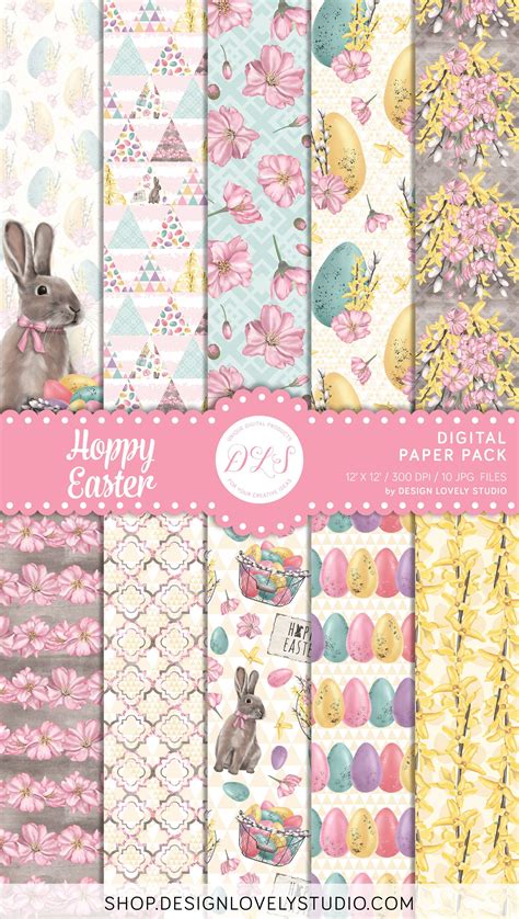 Easter Digital Paper Pack, Easter Digital Background, Bunny Digital Paper, Easter Digital 