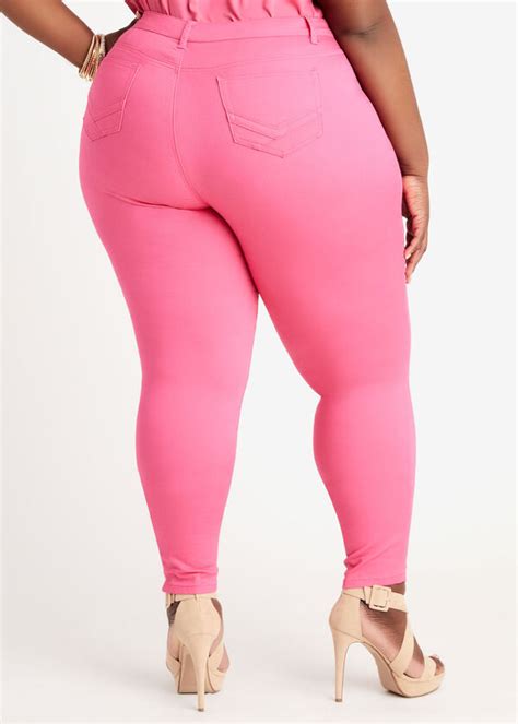 plus size pink high waist jeans plus size skinny jeans plus jeggings