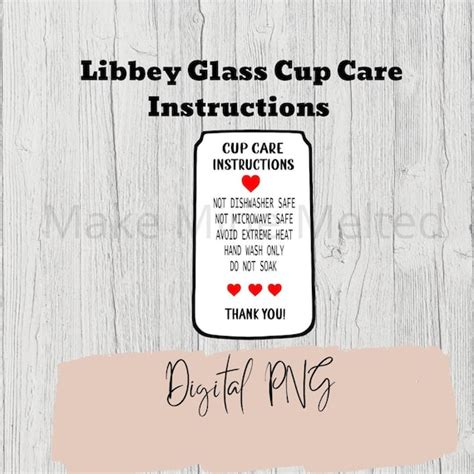 Libbey Cup Care Instructions Libbey Beer Glass Care Sheet Etsy