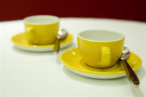 Yellow Coffee Cups Stock Image Image Of Table Espresso 9703237