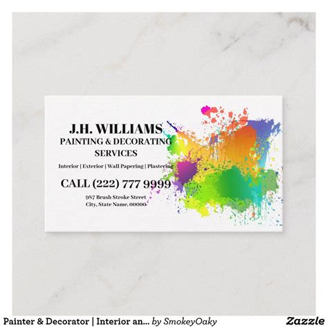 Painter And Decorator Interior And Exterior Business Card