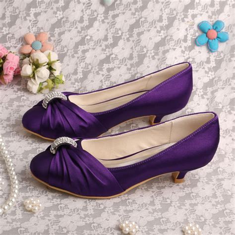 Wedopus Mw933 Women Pumps Wedding Shoes Bride Purple Low Heeled Large